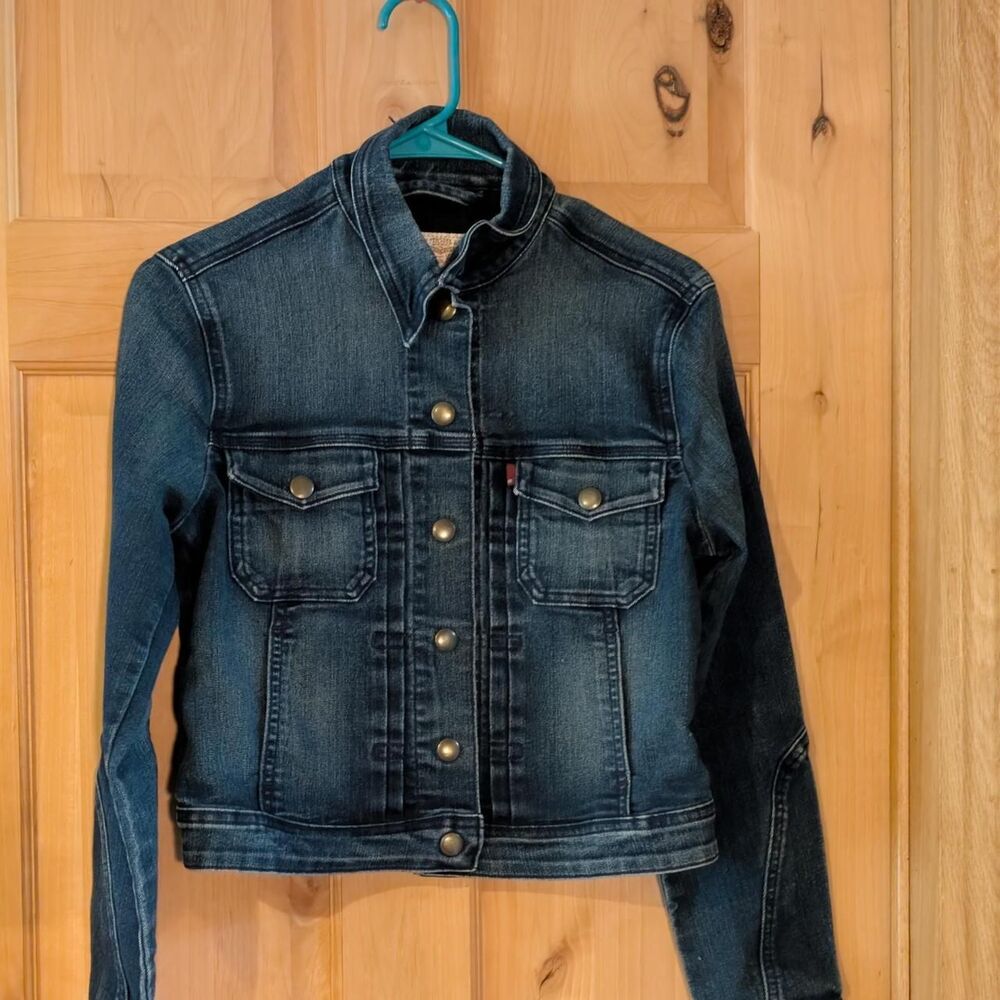 Levi's Womens Dark Wash Jacket Cropped Western y2k